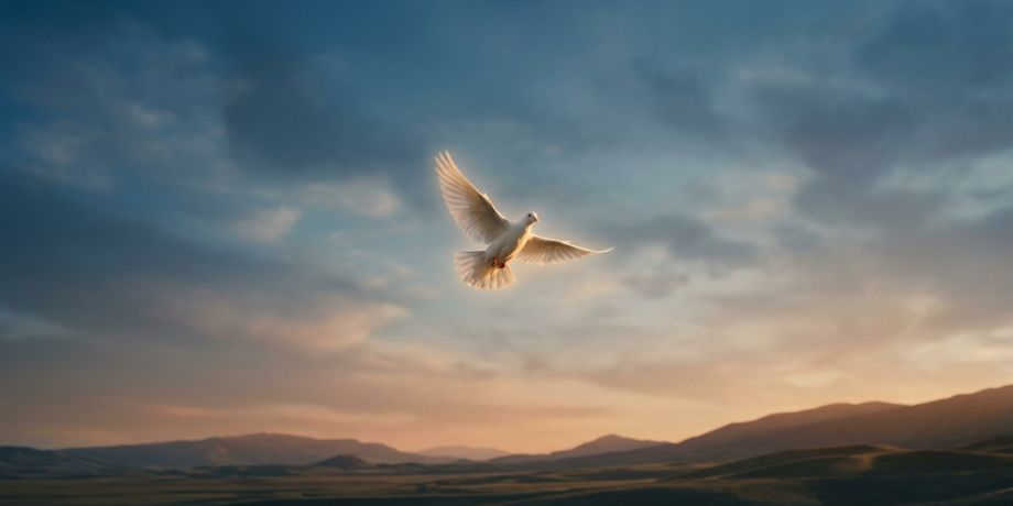  صورة تحتوي على حمامة تحلق في السماء