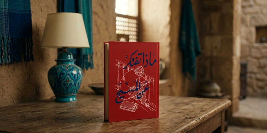 صورة تحتوي على كتاب واباجورة