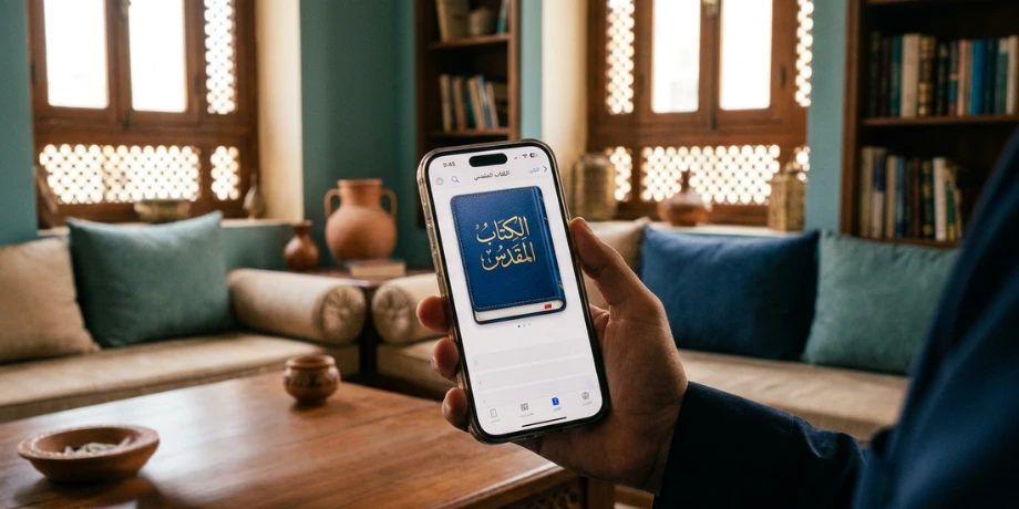 صورة تحتوي على تطبيق للكتاب المقدس
